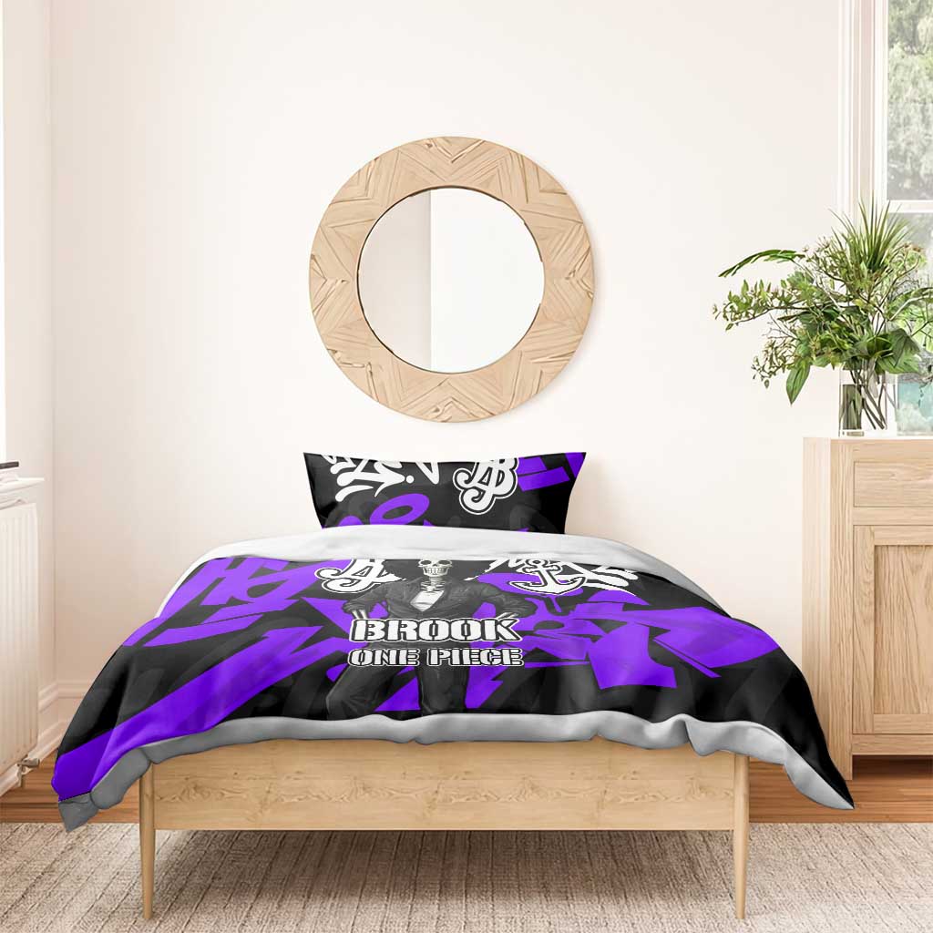Brook One Piece Bedding Set Graffiti Street Art Anime Collage