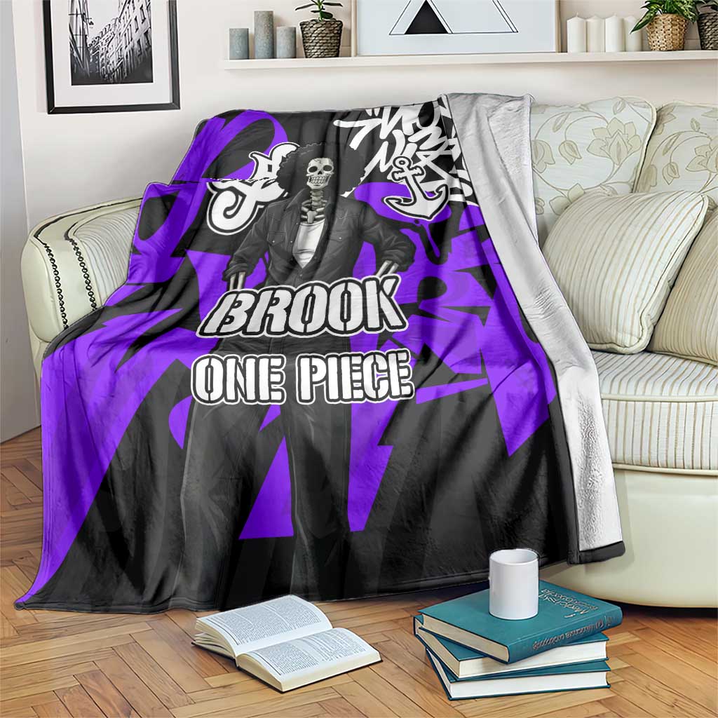 Brook One Piece Blanket Graffiti Street Art Anime Collage