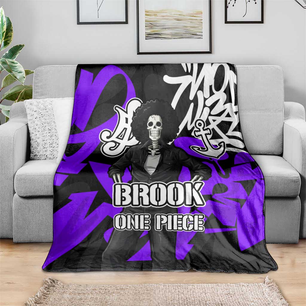 Brook One Piece Blanket Graffiti Street Art Anime Collage