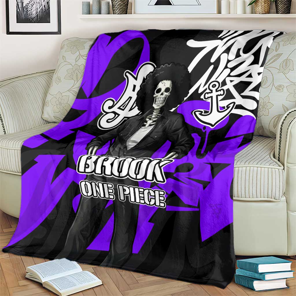 Brook One Piece Blanket Graffiti Street Art Anime Collage