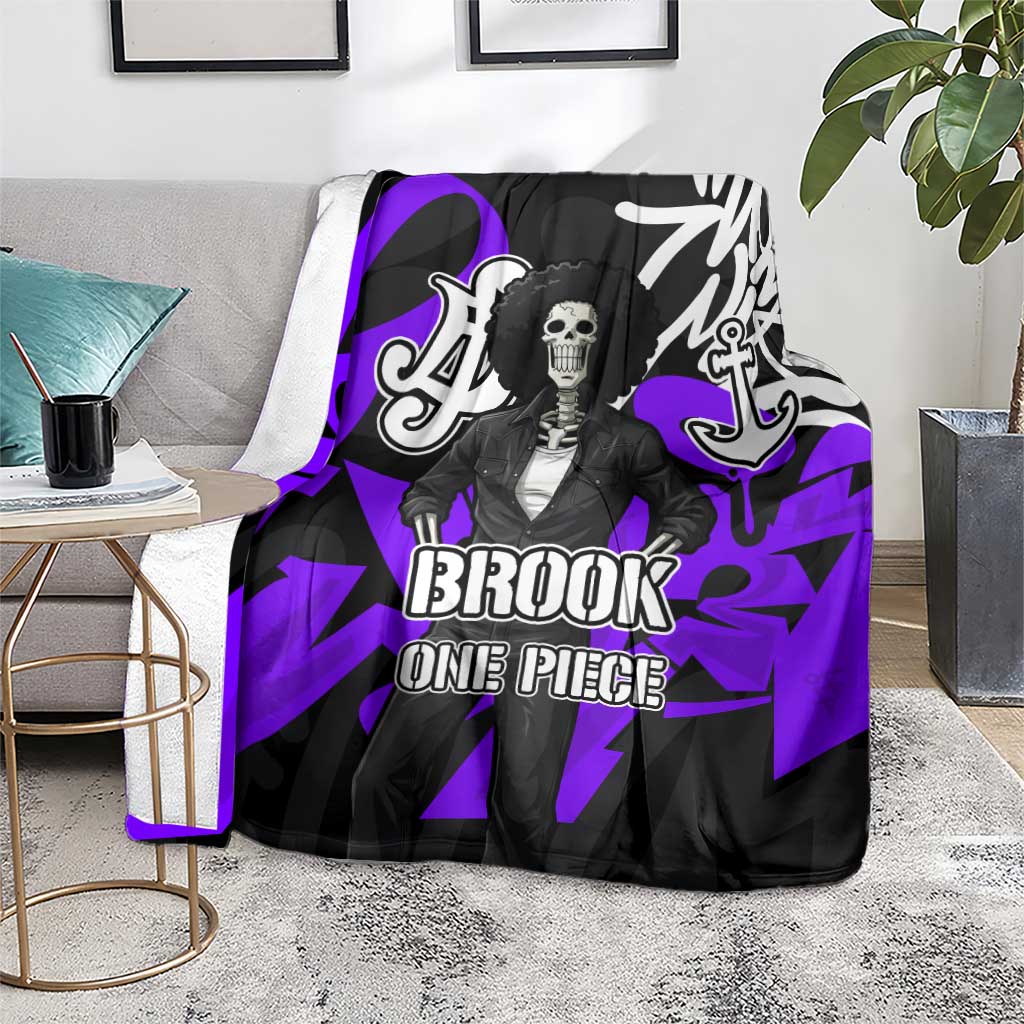 Brook One Piece Blanket Graffiti Street Art Anime Collage