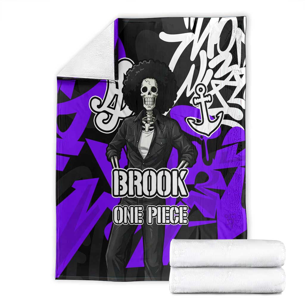 Brook One Piece Blanket Graffiti Street Art Anime Collage
