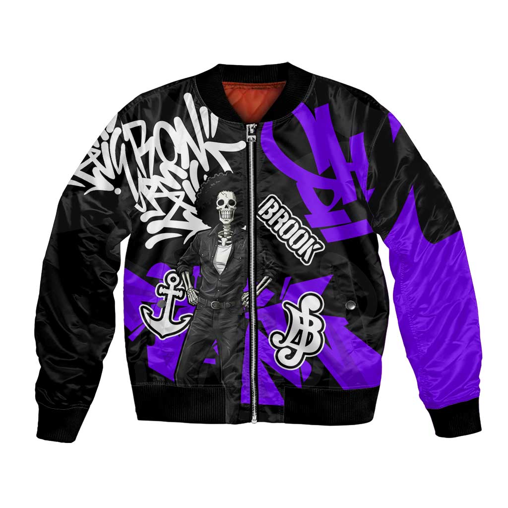 Brook One Piece Bomber Jacket Graffiti Street Art Anime Collage