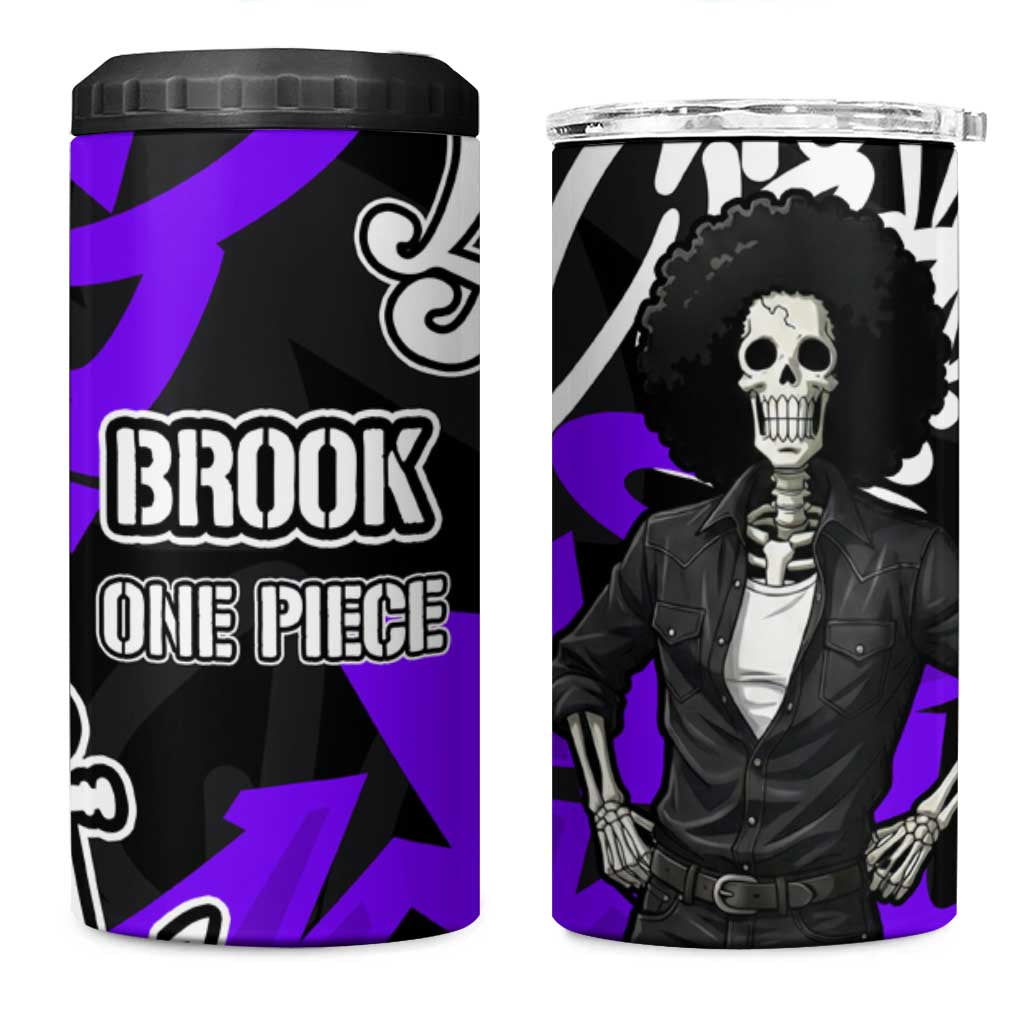 Brook One Piece 4 in 1 Can Cooler Tumbler Graffiti Street Art Anime Collage