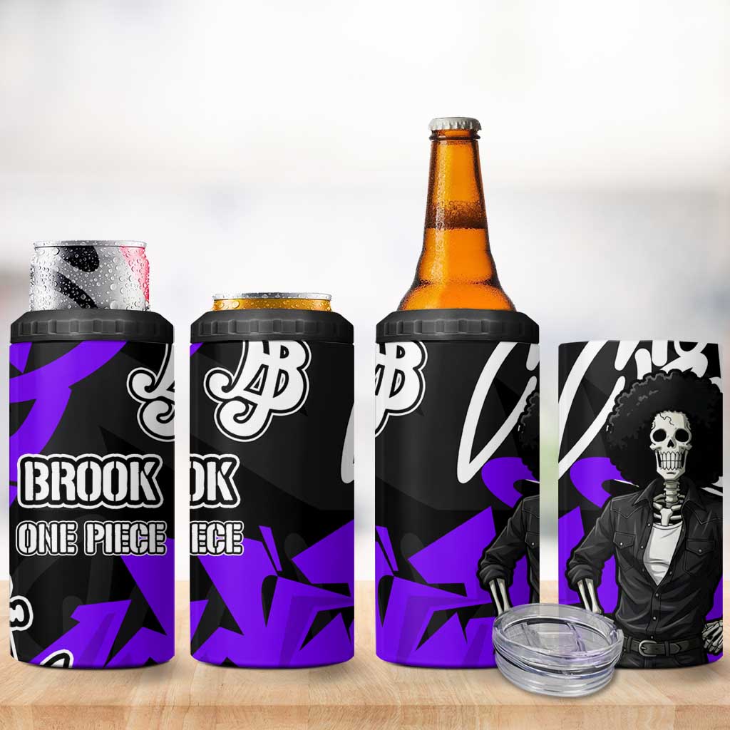 Brook One Piece 4 in 1 Can Cooler Tumbler Graffiti Street Art Anime Collage