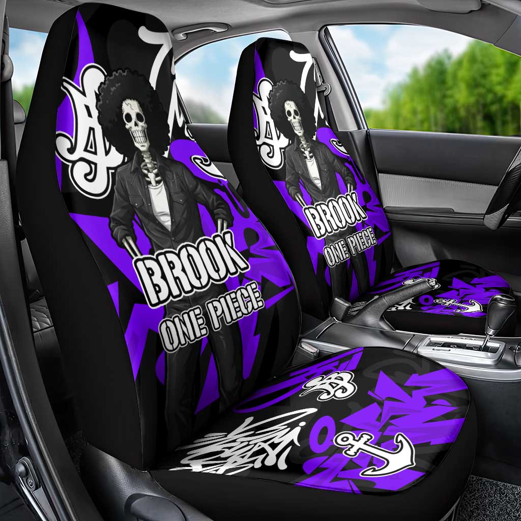Brook One Piece Car Seat Cover Graffiti Street Art Anime Collage