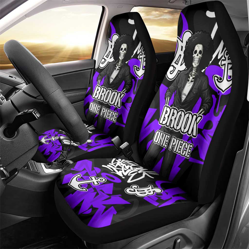 Brook One Piece Car Seat Cover Graffiti Street Art Anime Collage