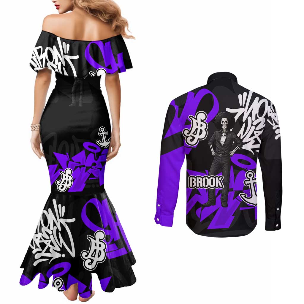 Brook One Piece Couples Matching Mermaid Dress and Long Sleeve Button Shirt Graffiti Street Art Anime Collage