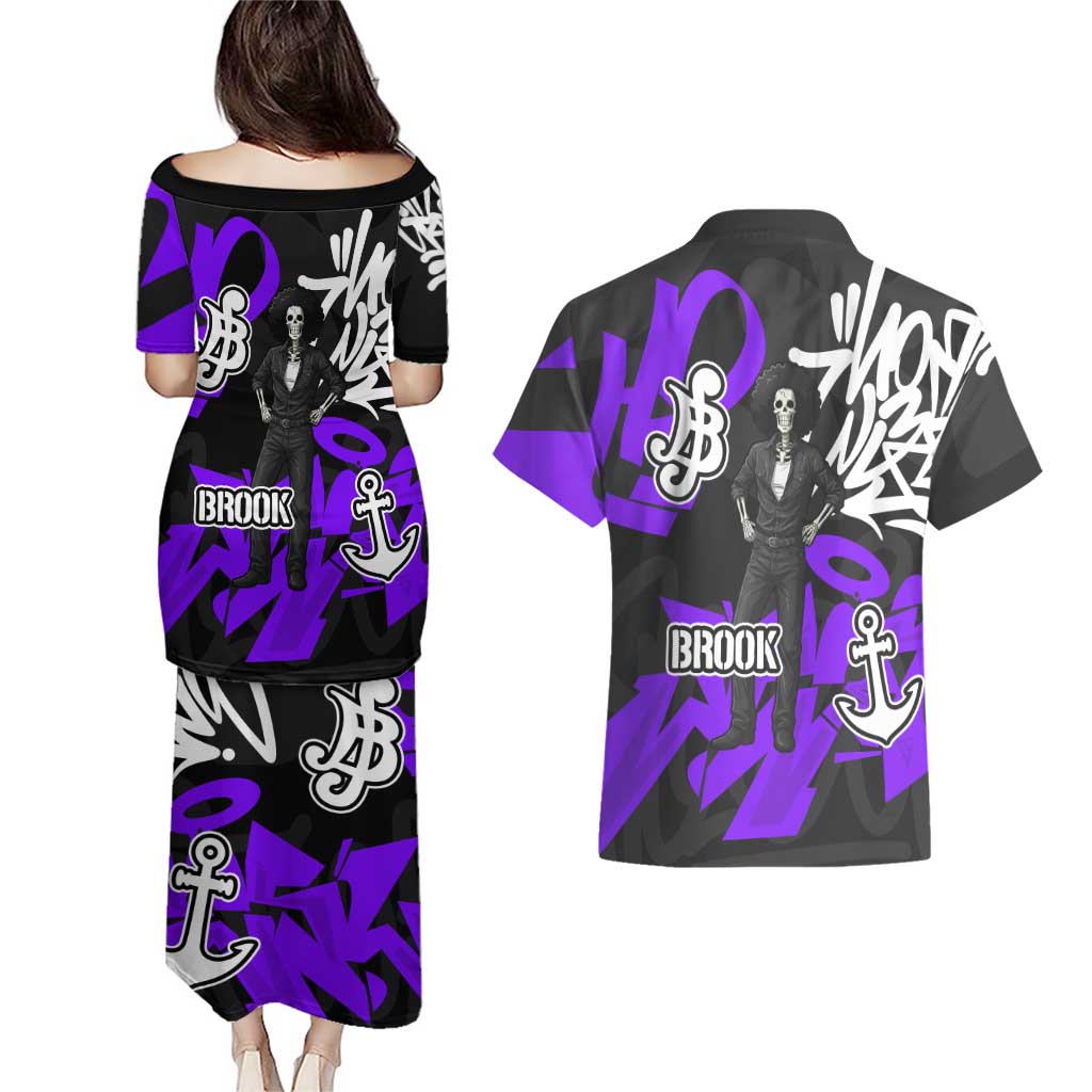 Brook One Piece Couples Matching Puletasi and Hawaiian Shirt Graffiti Street Art Anime Collage