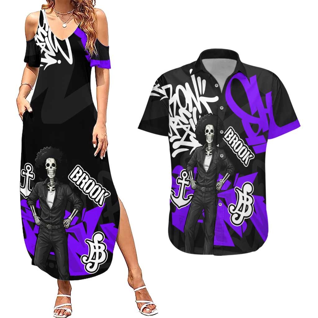 Brook One Piece Couples Matching Summer Maxi Dress and Hawaiian Shirt Graffiti Street Art Anime Collage