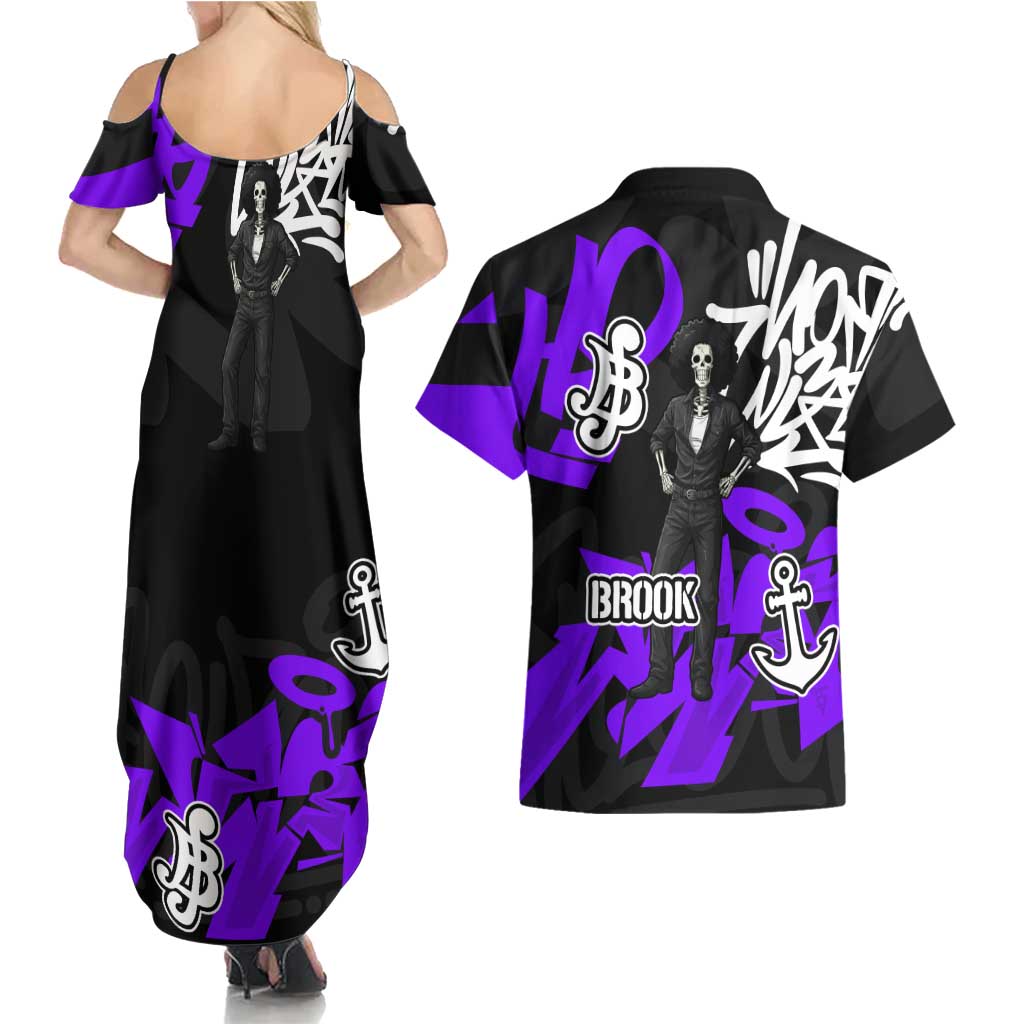 Brook One Piece Couples Matching Summer Maxi Dress and Hawaiian Shirt Graffiti Street Art Anime Collage