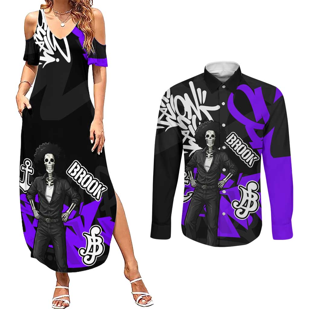 Brook One Piece Couples Matching Summer Maxi Dress and Long Sleeve Button Shirt Graffiti Street Art Anime Collage