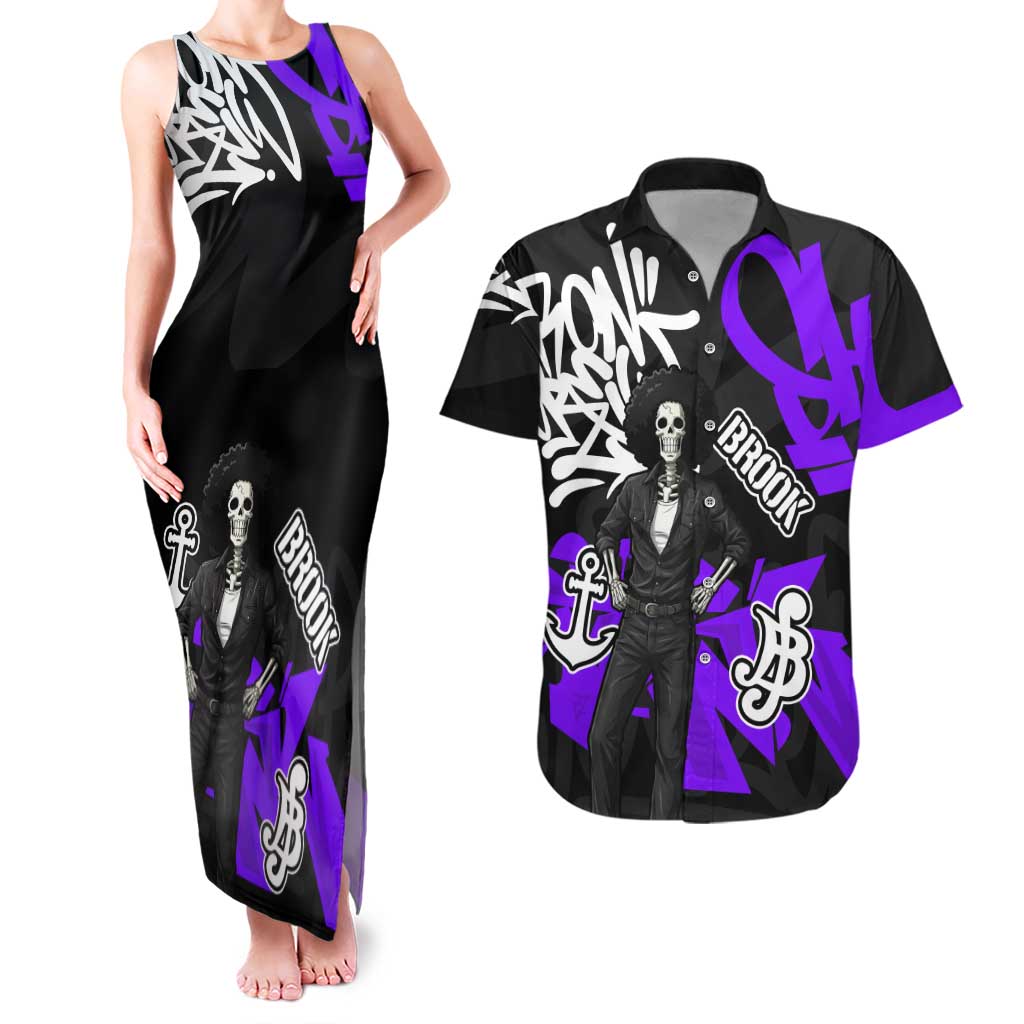 Brook One Piece Couples Matching Tank Maxi Dress and Hawaiian Shirt Graffiti Street Art Anime Collage