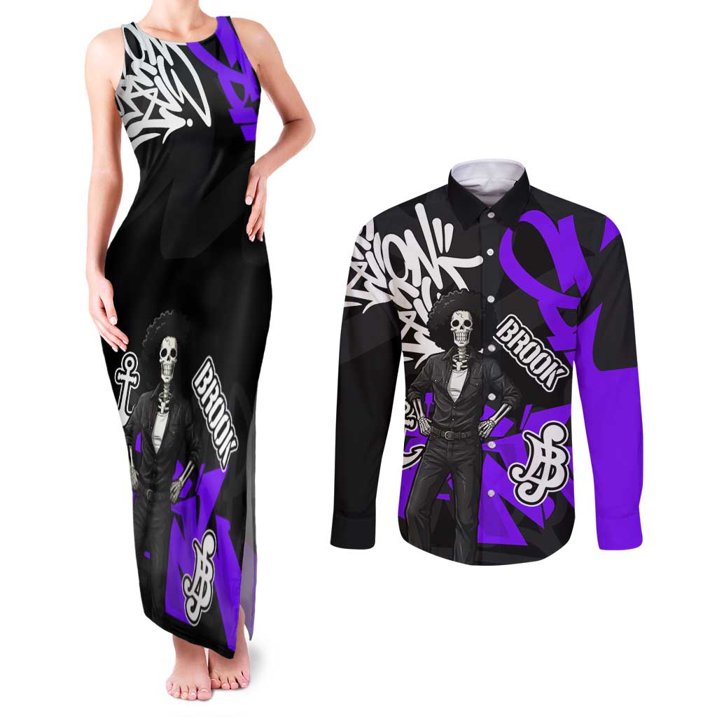 Brook One Piece Couples Matching Tank Maxi Dress and Long Sleeve Button Shirt Graffiti Street Art Anime Collage