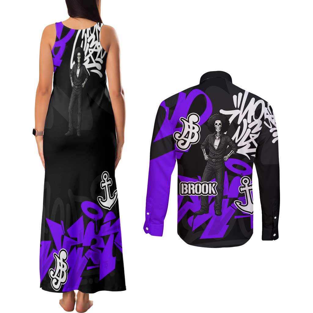 Brook One Piece Couples Matching Tank Maxi Dress and Long Sleeve Button Shirt Graffiti Street Art Anime Collage