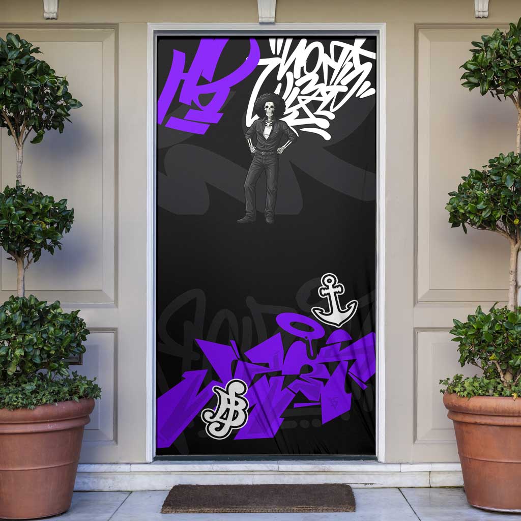 Brook One Piece Door Cover Graffiti Street Art Anime Collage