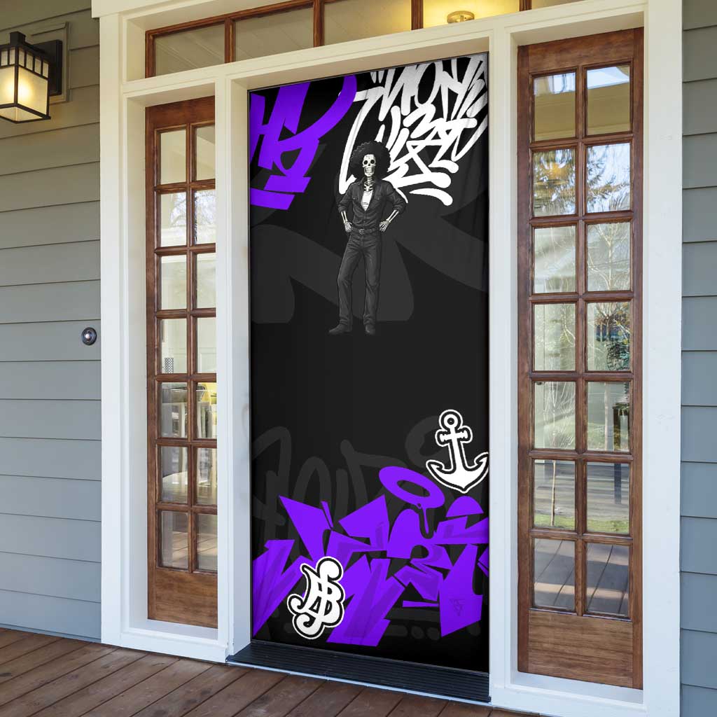 Brook One Piece Door Cover Graffiti Street Art Anime Collage