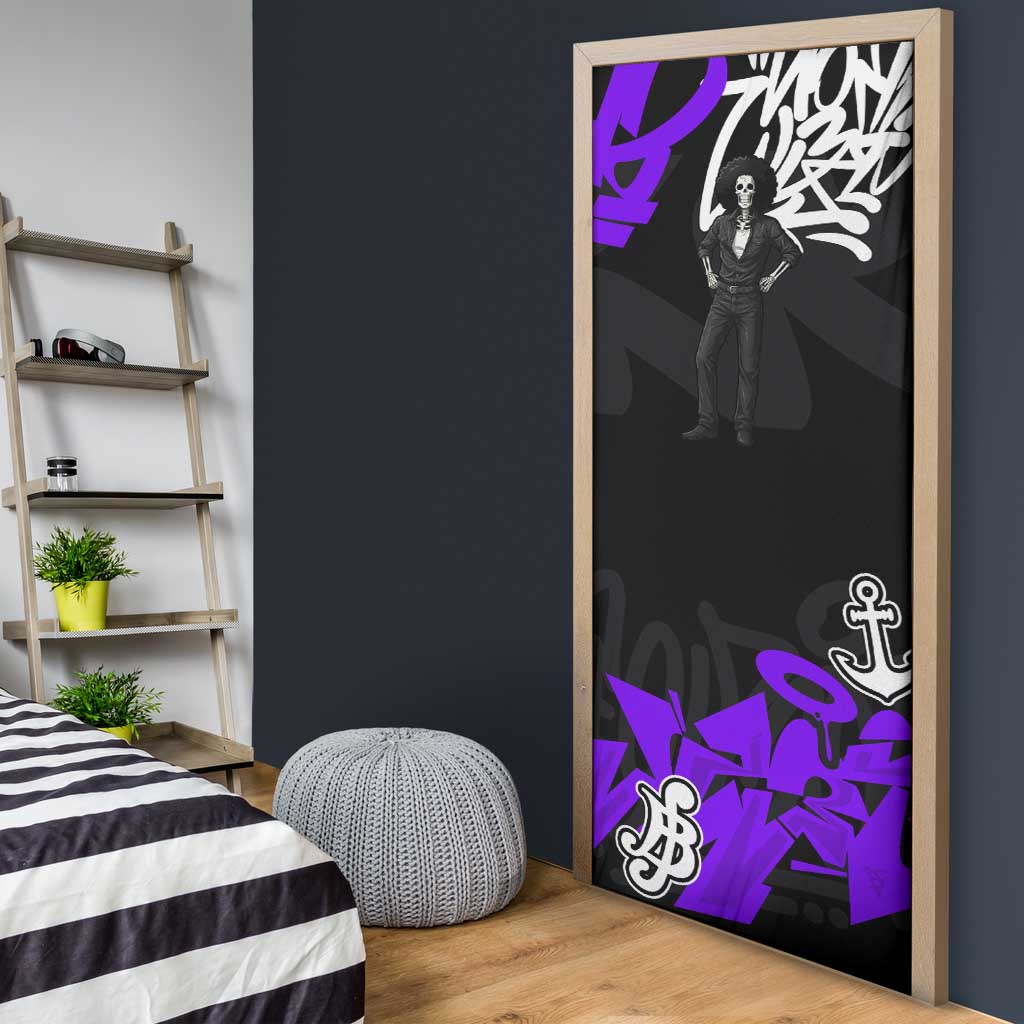 Brook One Piece Door Cover Graffiti Street Art Anime Collage