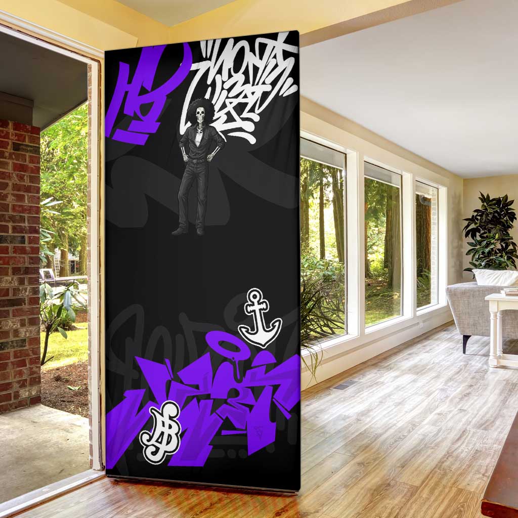 Brook One Piece Door Cover Graffiti Street Art Anime Collage