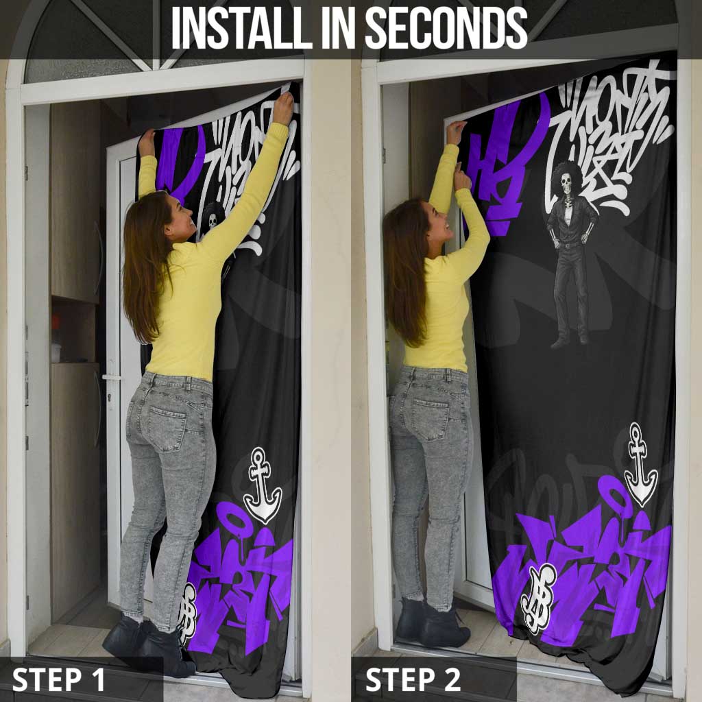 Brook One Piece Door Cover Graffiti Street Art Anime Collage