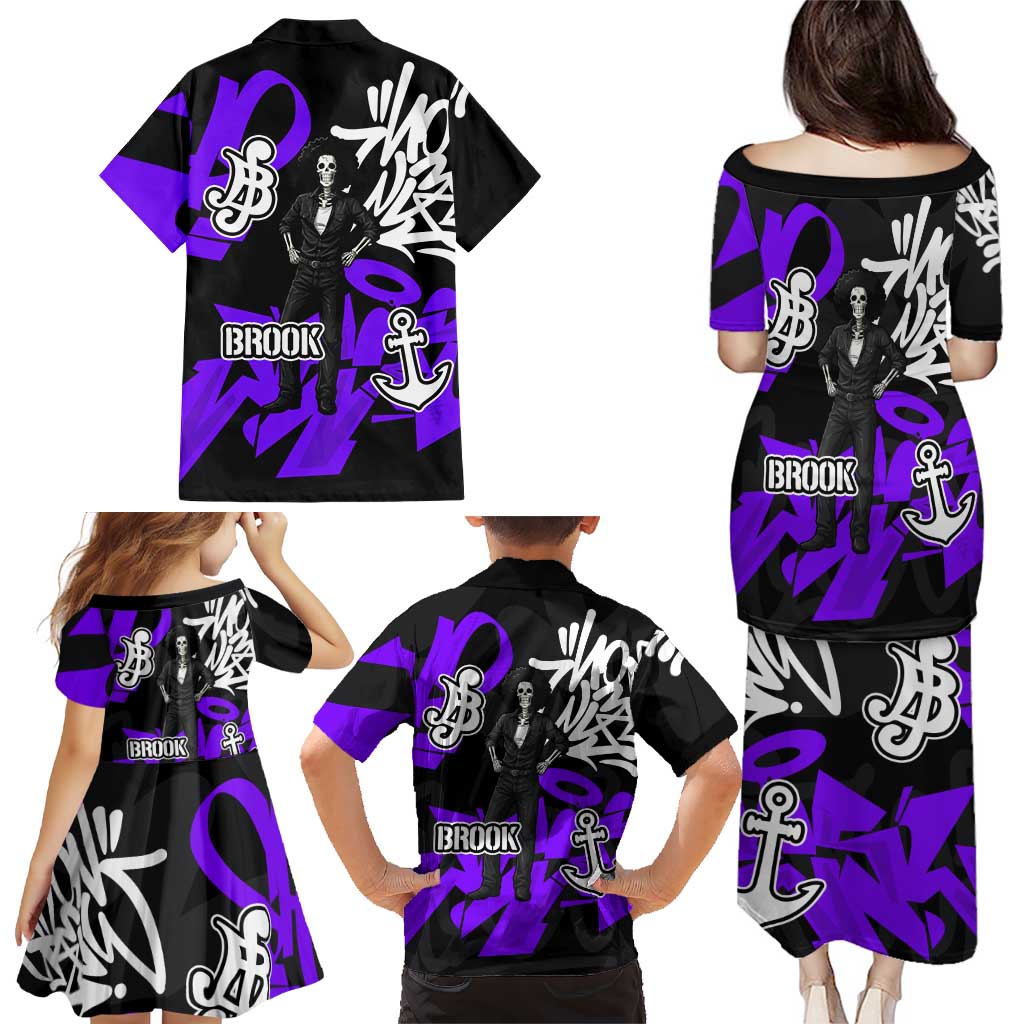 Brook One Piece Family Matching Puletasi and Hawaiian Shirt Graffiti Street Art Anime Collage