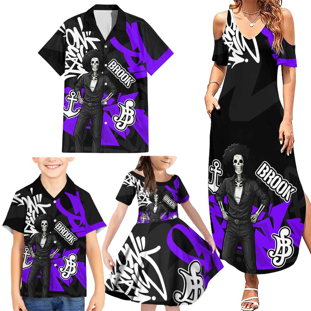 Brook One Piece Family Matching Summer Maxi Dress and Hawaiian Shirt Graffiti Street Art Anime Collage
