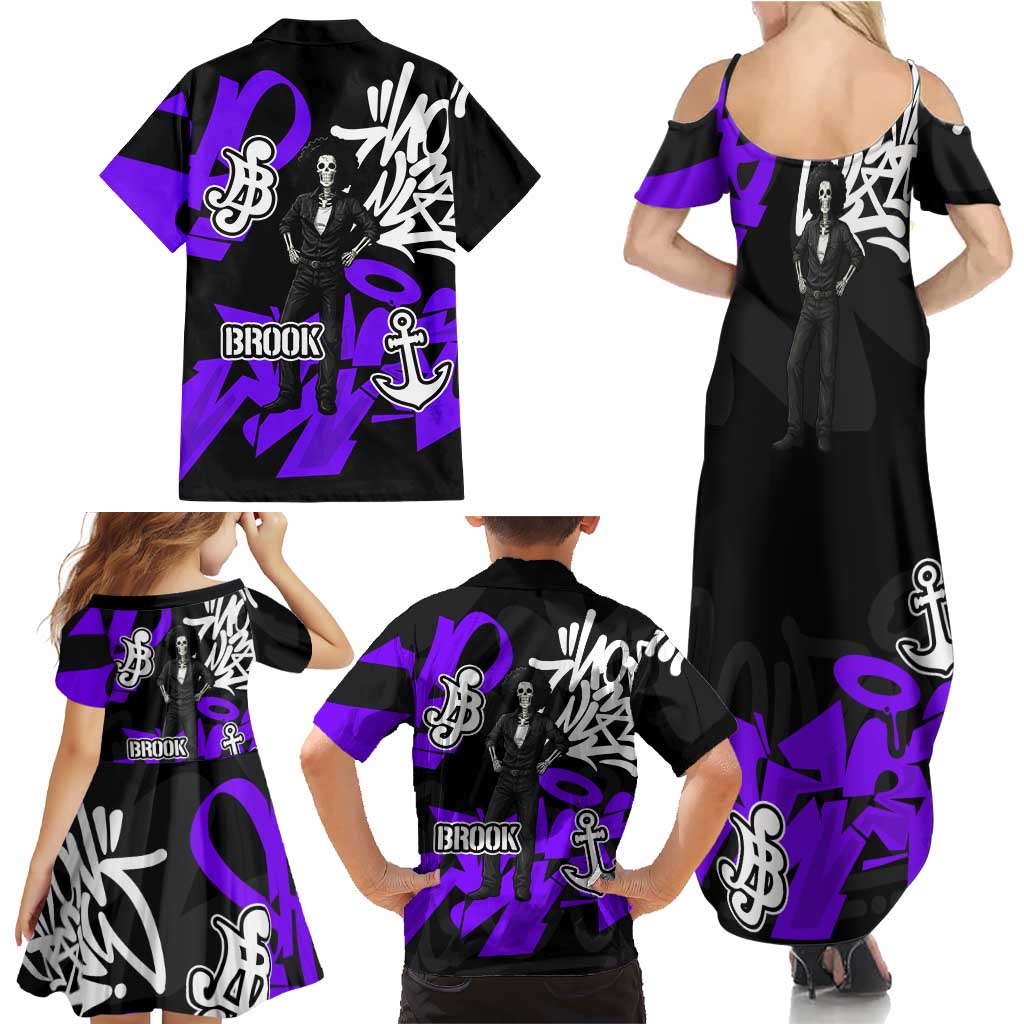 Brook One Piece Family Matching Summer Maxi Dress and Hawaiian Shirt Graffiti Street Art Anime Collage