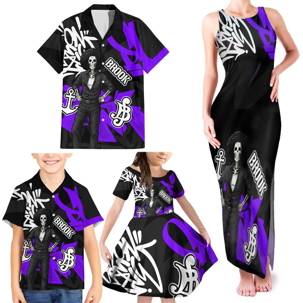 Brook One Piece Family Matching Tank Maxi Dress and Hawaiian Shirt Graffiti Street Art Anime Collage