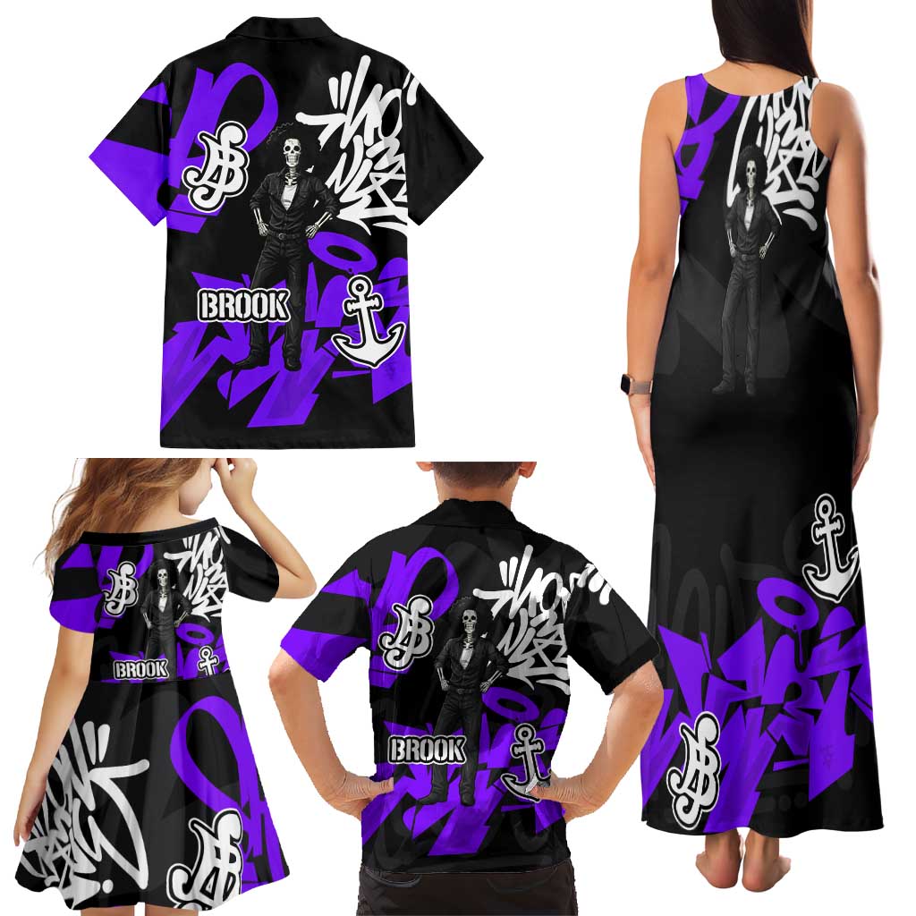 Brook One Piece Family Matching Tank Maxi Dress and Hawaiian Shirt Graffiti Street Art Anime Collage