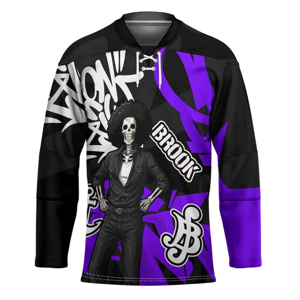 Brook One Piece Hockey Jersey Graffiti Street Art Anime Collage