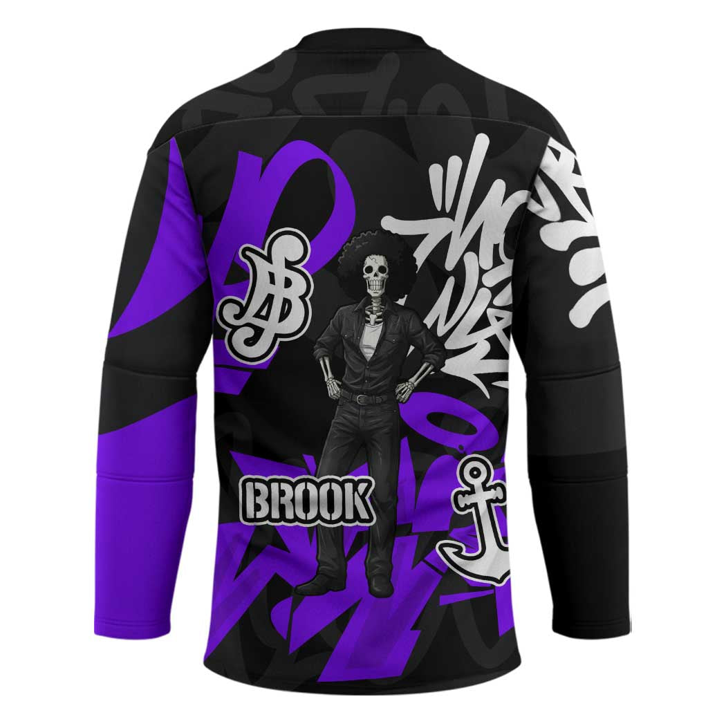 Brook One Piece Hockey Jersey Graffiti Street Art Anime Collage
