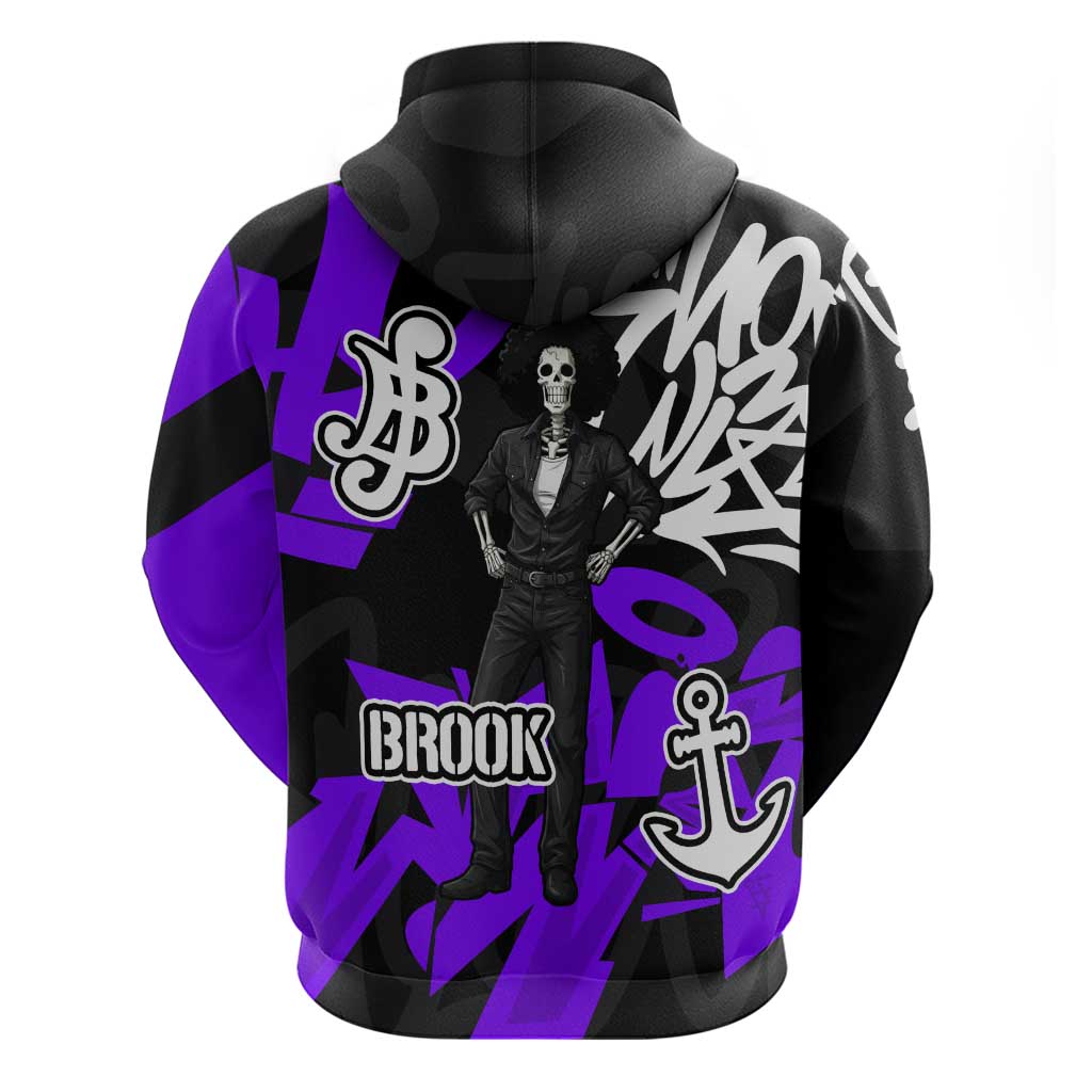 Brook One Piece Hoodie Graffiti Street Art Anime Collage
