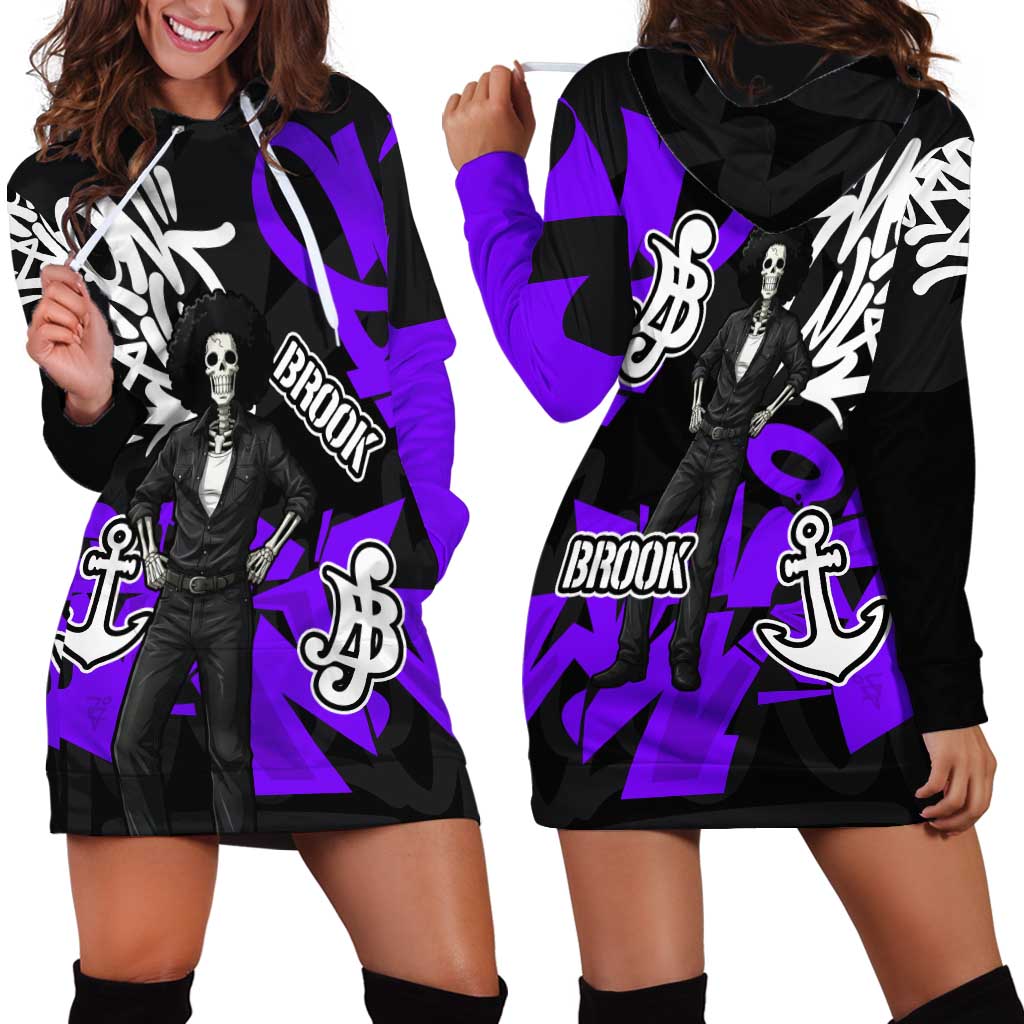 Brook One Piece Hoodie Dress Graffiti Street Art Anime Collage
