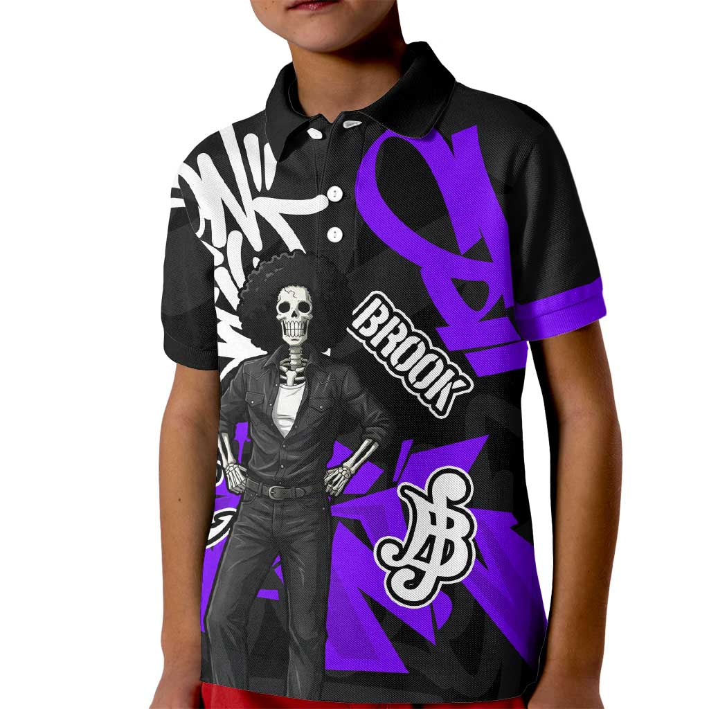 Brook One Piece Kid Polo Shirt Graffiti Street Art Anime Collage