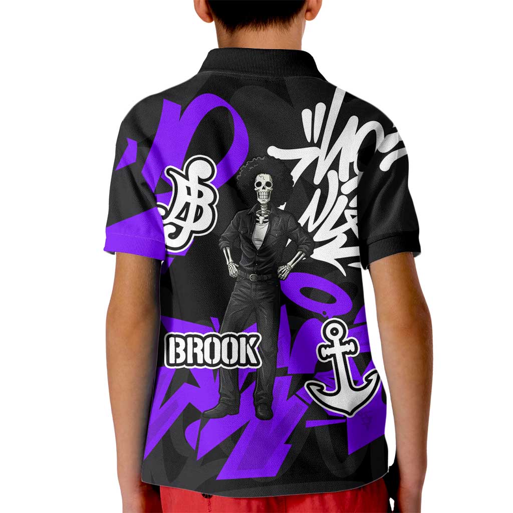 Brook One Piece Kid Polo Shirt Graffiti Street Art Anime Collage