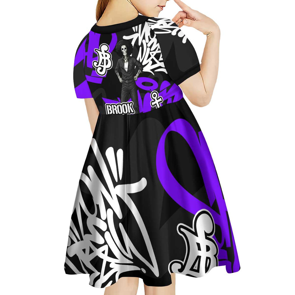 Brook One Piece Kid Short Sleeve Dress Graffiti Street Art Anime Collage