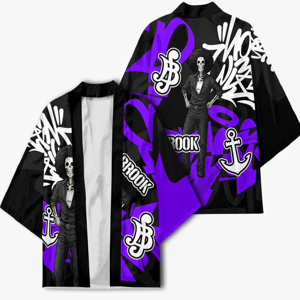 Brook One Piece Kimono Graffiti Street Art Anime Collage