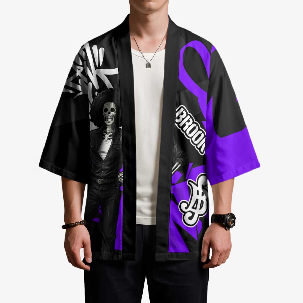 Brook One Piece Kimono Graffiti Street Art Anime Collage