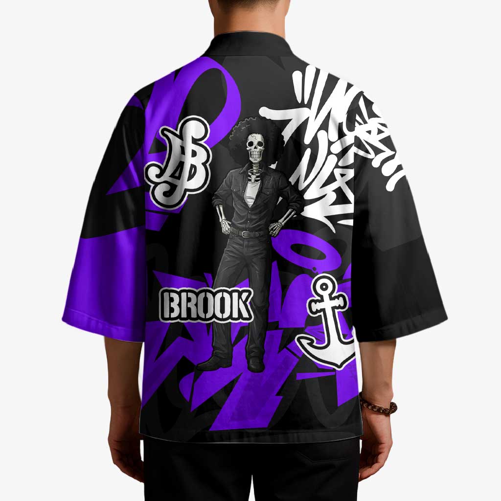Brook One Piece Kimono Graffiti Street Art Anime Collage