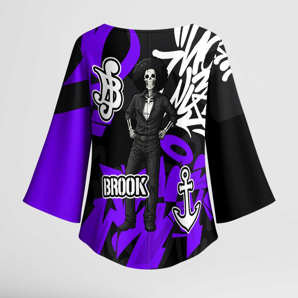 Brook One Piece Kimono Sleeve Blouse Graffiti Street Art Anime Collage