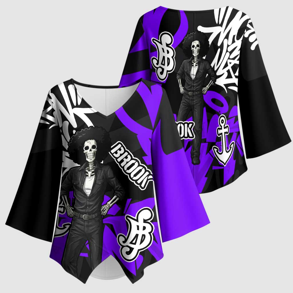 Brook One Piece Kimono Sleeve Blouse Graffiti Street Art Anime Collage