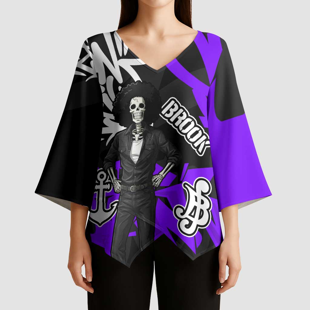 Brook One Piece Kimono Sleeve Blouse Graffiti Street Art Anime Collage