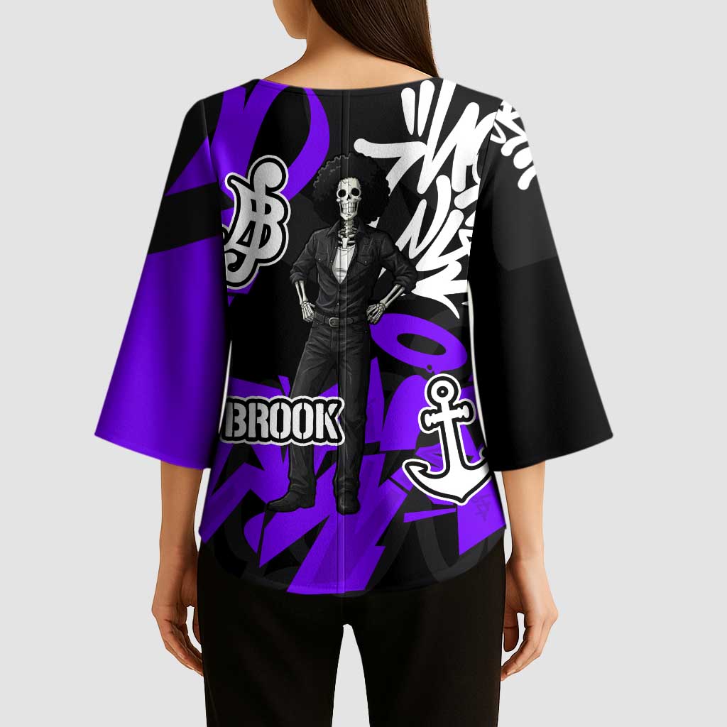 Brook One Piece Kimono Sleeve Blouse Graffiti Street Art Anime Collage