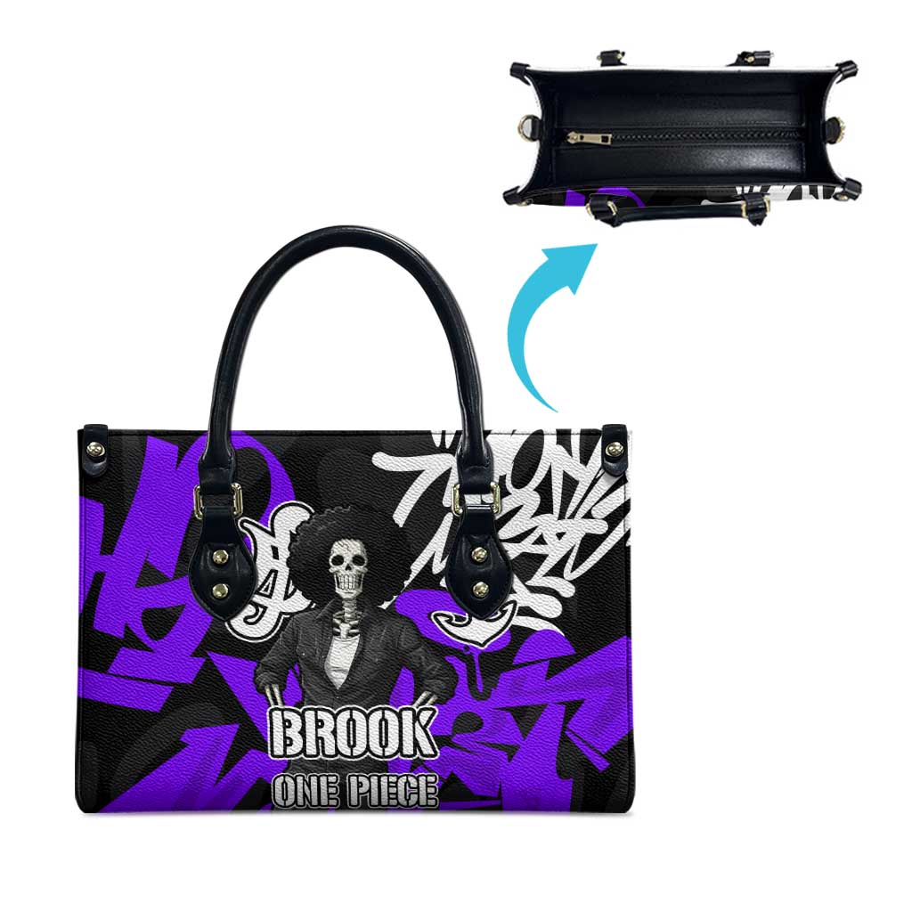 Brook One Piece Leather Bag Graffiti Street Art Anime Collage
