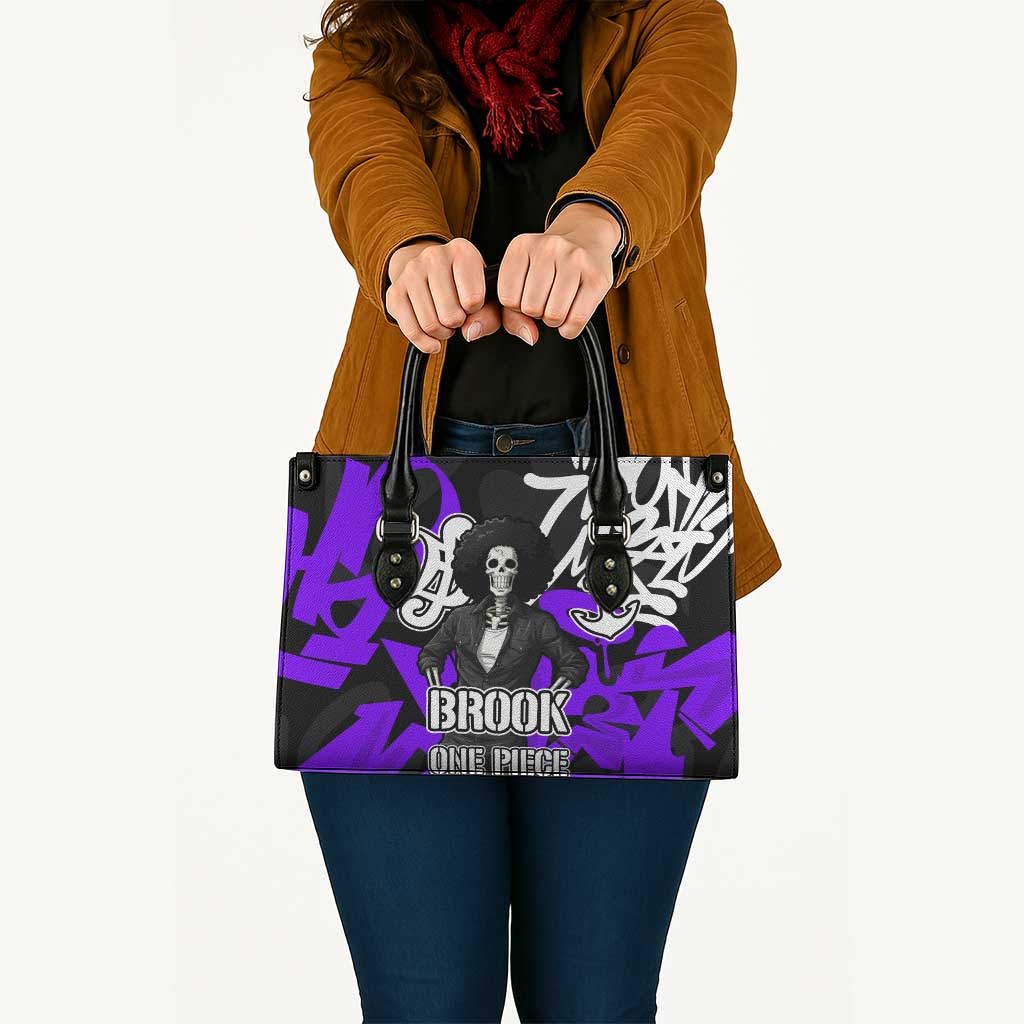 Brook One Piece Leather Bag Graffiti Street Art Anime Collage