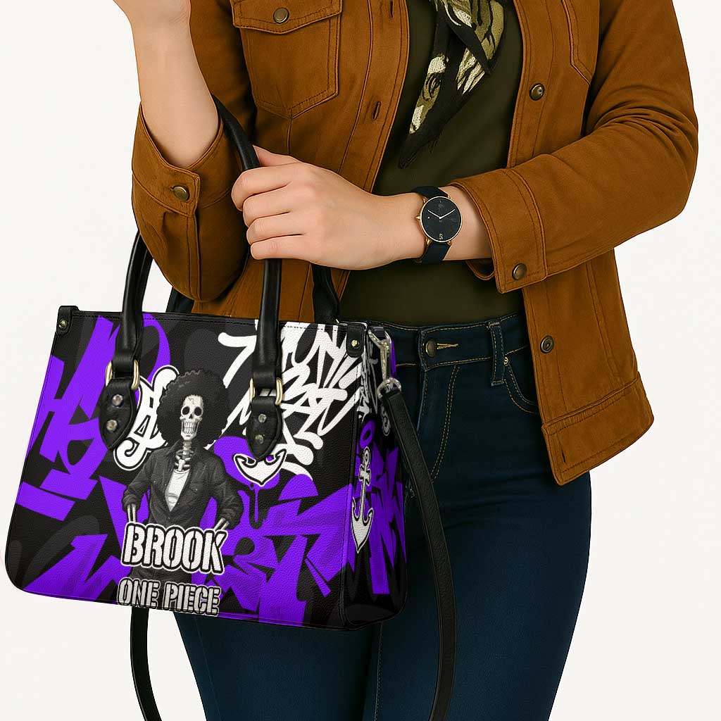Brook One Piece Leather Bag Graffiti Street Art Anime Collage