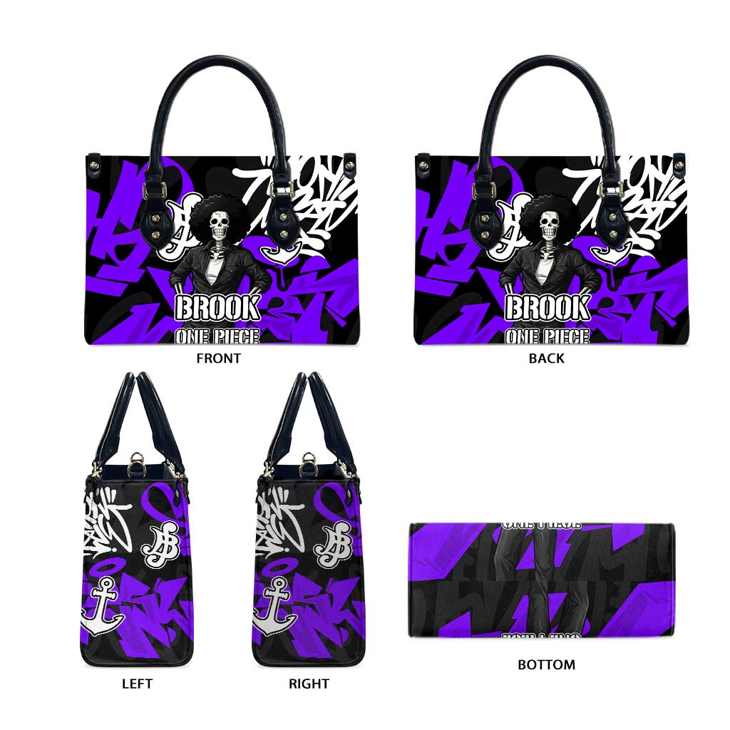 Brook One Piece Leather Bag Graffiti Street Art Anime Collage
