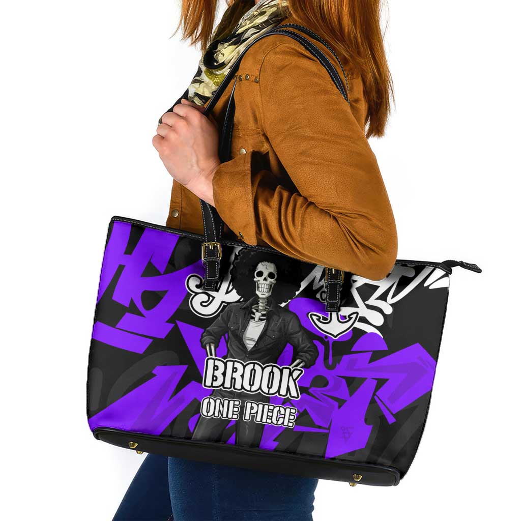 Brook One Piece Leather Tote Bag Graffiti Street Art Anime Collage