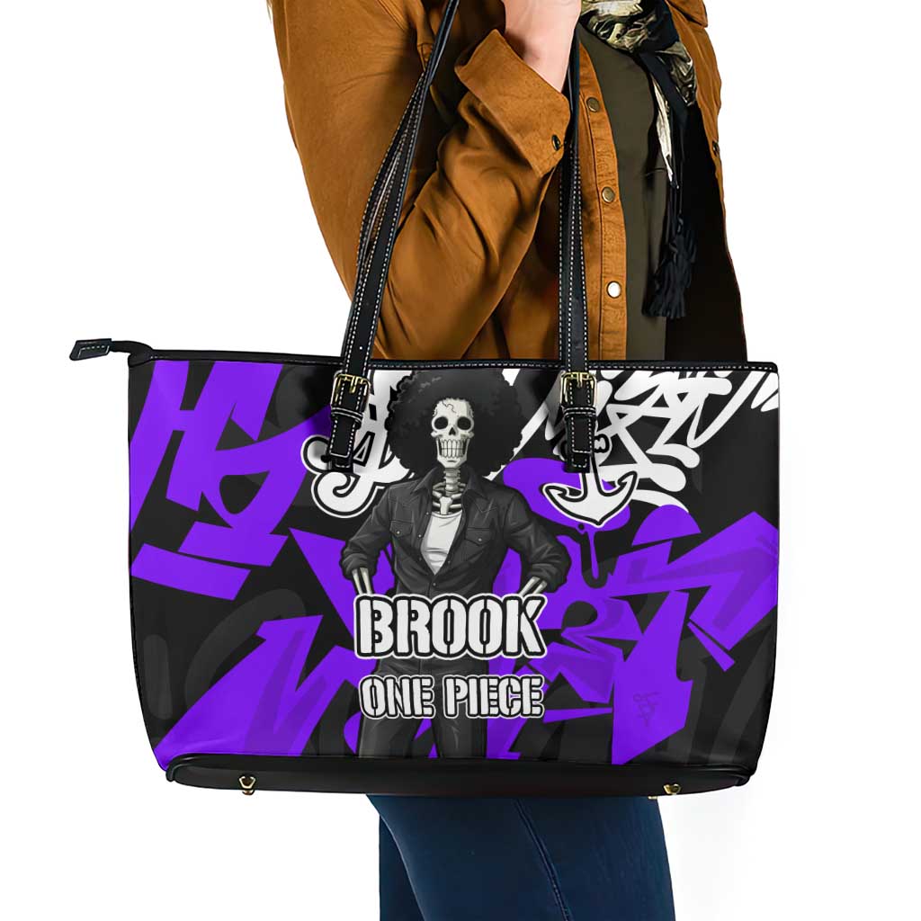 Brook One Piece Leather Tote Bag Graffiti Street Art Anime Collage