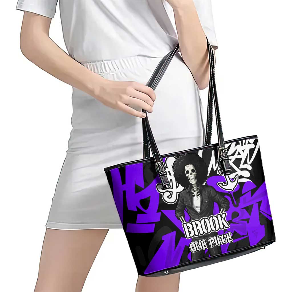 Brook One Piece Leather Tote Bag Graffiti Street Art Anime Collage